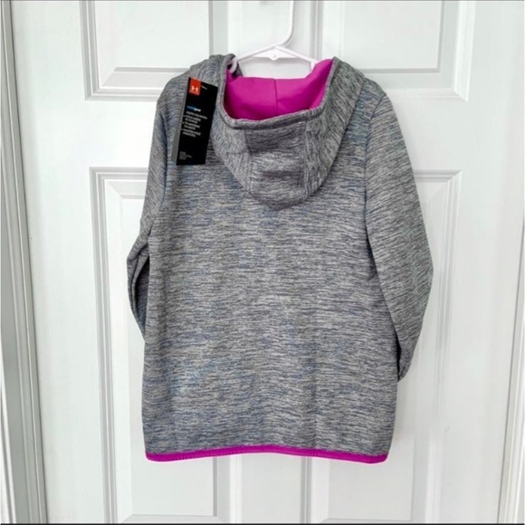 Under Armour ColdGear®•NWT•Youth Medium•Charcoal/Fuchsia Hoodie Style Pullover🌼 - Picture 4 of 10